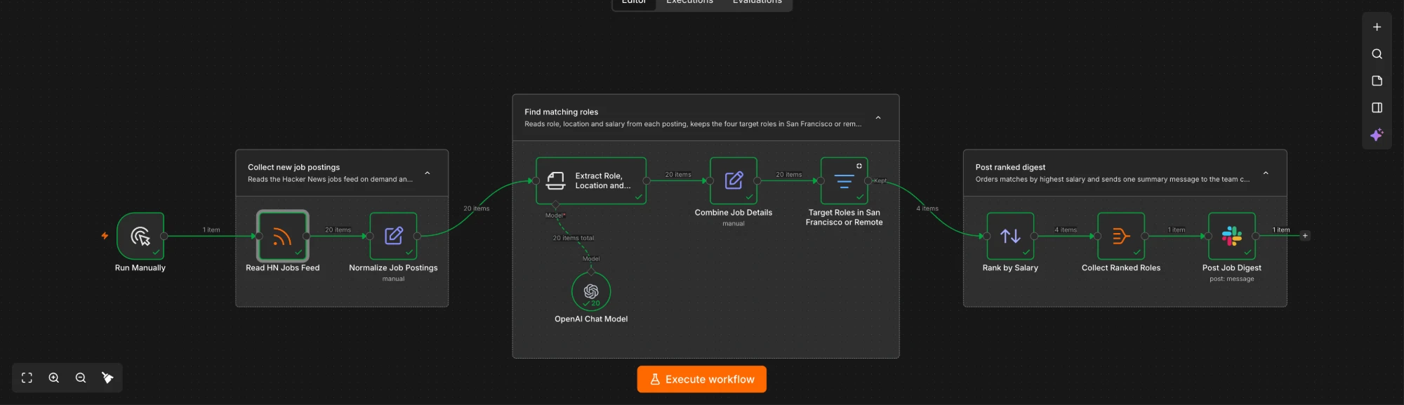 The first version of the workflow